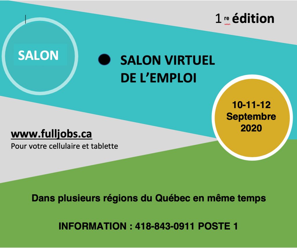 Fulljobs annonce des salons virtuels de l’emploi partout au Québec! salons virtuels de l'emploi