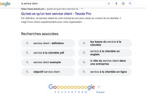 recherche associée, bas page Google