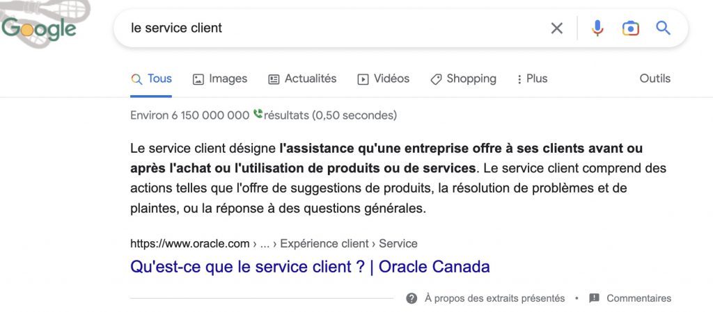 Zéro clic, service client, extrait présenté, feature snippet, SEO, référencement naturel 