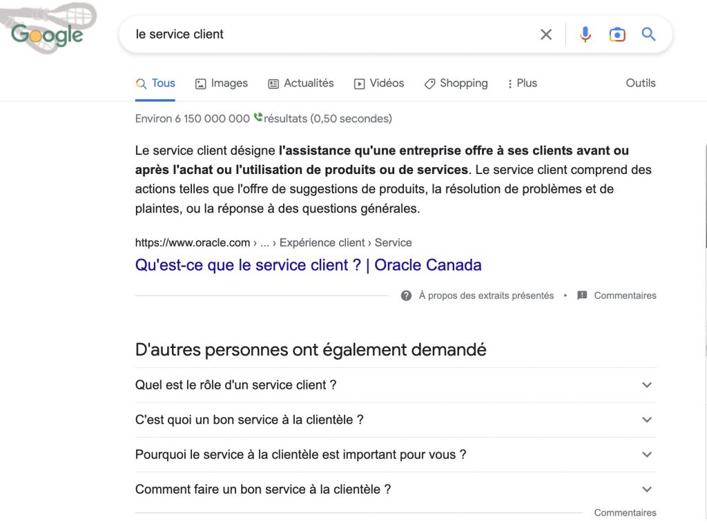 questions et réponses dans page de résultats Google