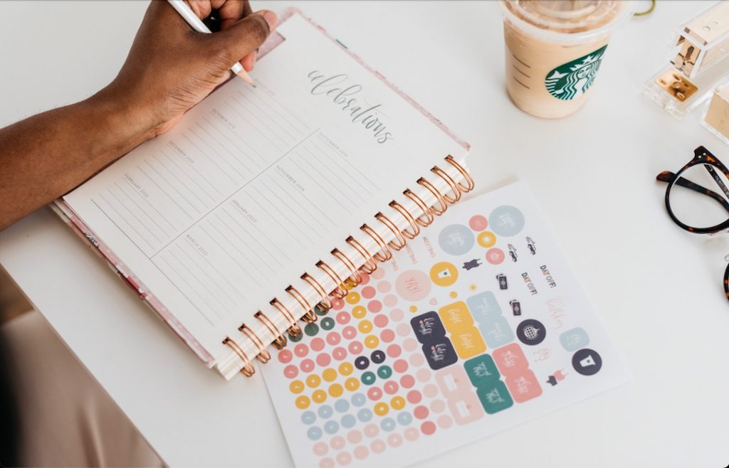 agenda avec les articles promotionnels