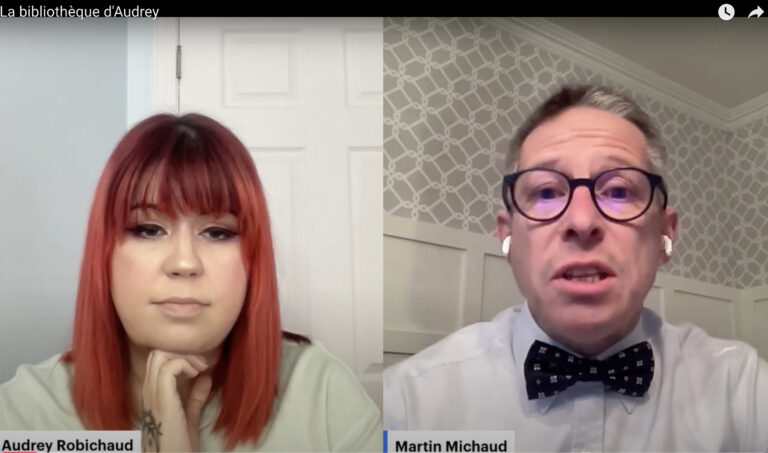 Bibliothèque-Audrey-entrevue-Martin-Michaud, média,