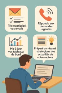Email, résumé, trié, mise à jour, agent Web, tableau de bord