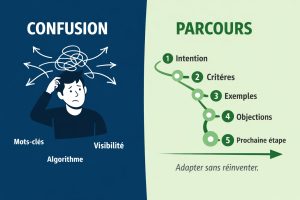 Adapter sa rédaction, avant-après, mots clé-parcours