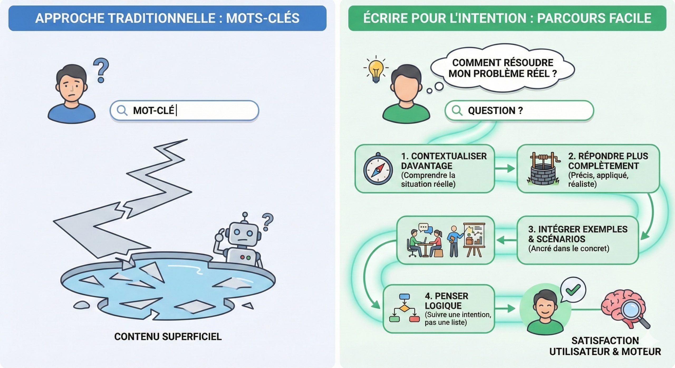 Mot clé vs intention de recherche, contexte et scénario